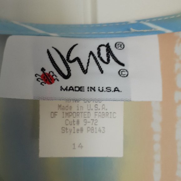 Vintage 80s Vera V-Neck Button Up Long Sleeve Stripe Top Pastels Blue Size 14 - Picture 3 of 13